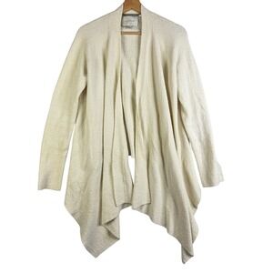 BROCHU WALKER Cream Textured Open‎ Front Waterfall Cardigan Sweater Size S